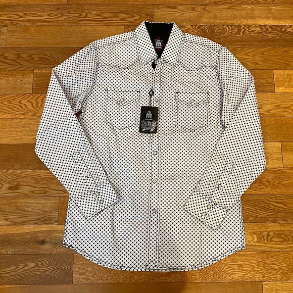 TM Exposure Western Shirt Men Medium Pearl Snap Cowboy Flower Medallion NWT - Picture 1 of 10